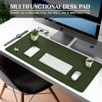 K KNODEL Large Office Leather Desk Mat, Mouse and Keyboard Pad, Computer and Laptop Mat, Desktop Protector and Cover, Writing Pad and Blotter (31.5"x15.7", Dark Green)
