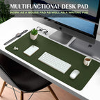 K KNODEL Small Office Leather Desk Mat, Mouse and Keyboard Pad, Computer and Laptop Mat, Desktop Protector and Cover, Writing Pad and Blotter (23.6"x13.8", Dark Green)