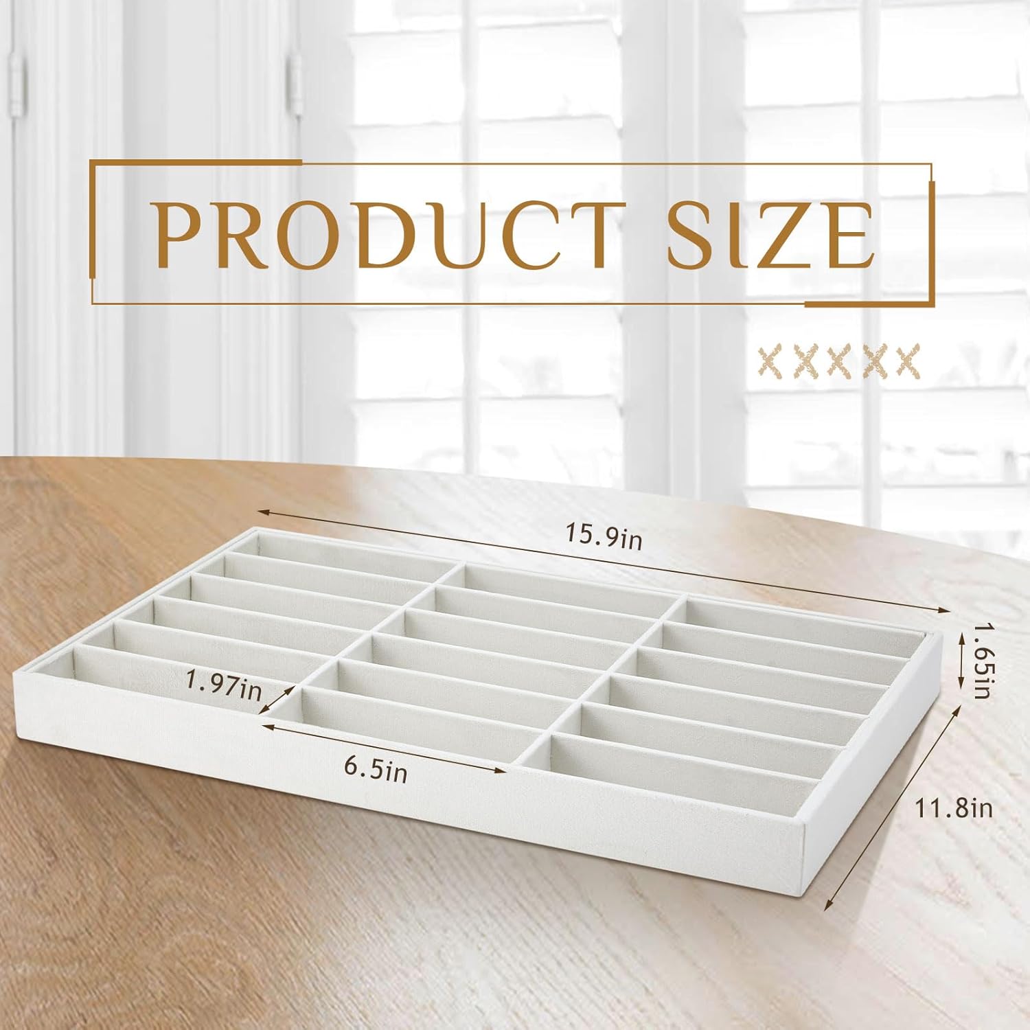Amylove 2 Pcs Sunglass Organizer Trays Glasses Stackable Jewelry Trays Sunglass Organizer Display Box(18 Grids,Beige)
