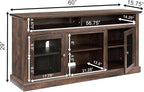 TV Stand for 65" TV: 60 Inch Entertainment Center Console with Glass Doors | Tall Rustic Wood TV Cabinet with Adjustable Shelves and Storage Cabinet for Living Room - Brown