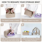 3 Pack Storage Baskets for Organizing, 13.7×9.5×6.3", Mixed brown | Woven Baskets for Shelves, Cotton Rope Basket for Gifts Empty, Closet Organizer Bins with Handles, Cube Decorative Box