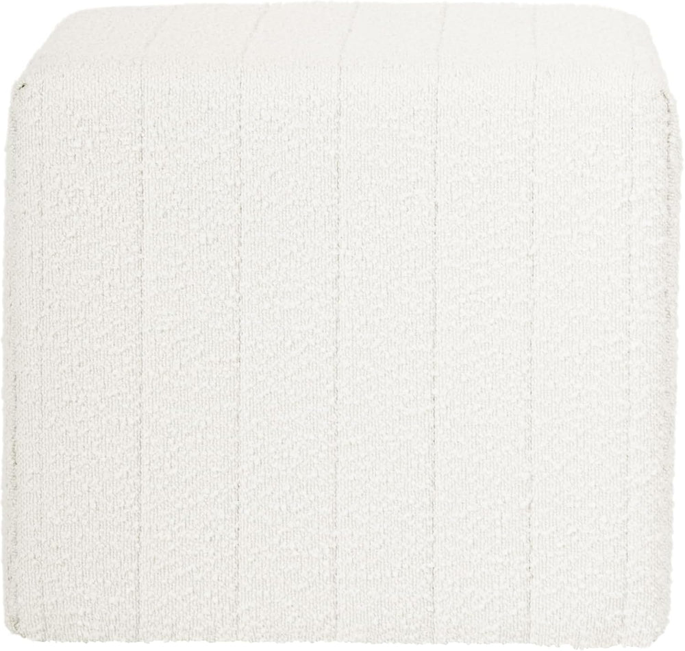 HomePop 19" Modern Channel Tufted Ottoman - Cream Boucle