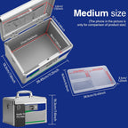 Medicine Lock Box for Safe Medication - 11.2 x 7.6 x 7.6 Inches - Lockable Storage Box for Drugs, First Aid Kit Empty, Lock Boxes with Key for Home/Outdoor (Blue/Medium)