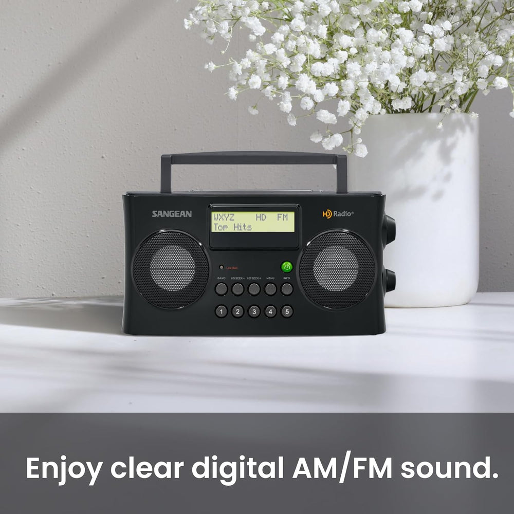 Sangean HDR-16 HD AM/FM Portable Radio, Black