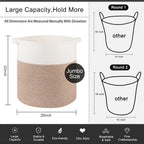OIAHOMY 80L Laundry Hamper, Storage Basket with Handles, Laundry Basket For Toys, Pillows, Blankets,Clothes-20x18in-Brown&White