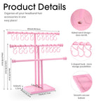 POVETIRE Headband Holder Stand Storage for Baby, 3 Tier Wooden Bow Organizer for Girls Hair Bows, Infant Hair Accessories Rack Display for Nursery Decor
