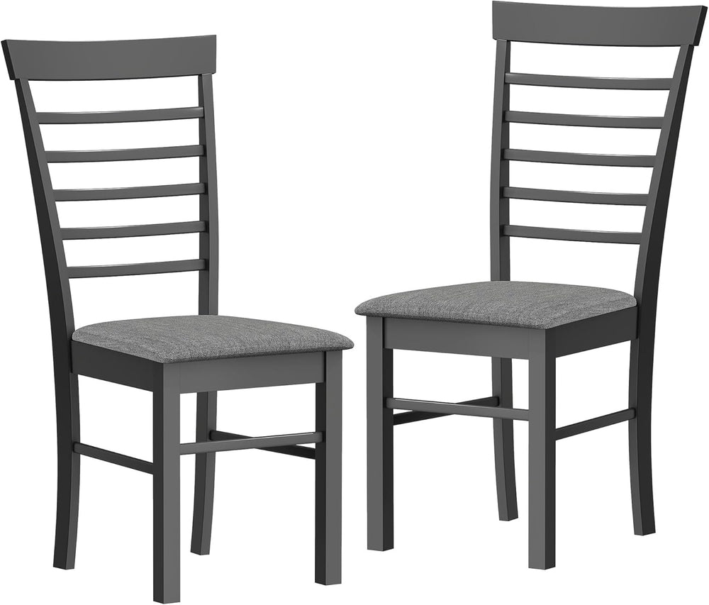 HOMCOM Wooden Dining Chairs Set of 2, Farmhouse Upholstered Kitchen Chairs wi...