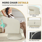 Nebuaegis Swivel Accent Chair Set of 2, Modern Comfy Chenille Barrel Chairs, Oversized Upholstered Round Arm Chair for Living Room, Bedroom, Reading Room, Beige