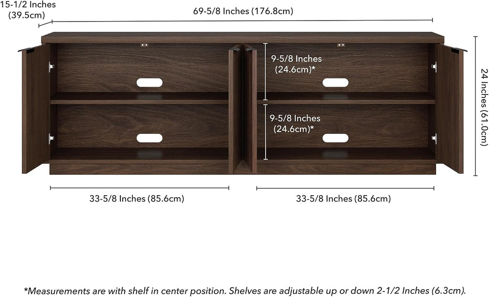 Henn&Hart 70" TV Stand for TVs up to 78", Rich Brown | Elegant ...