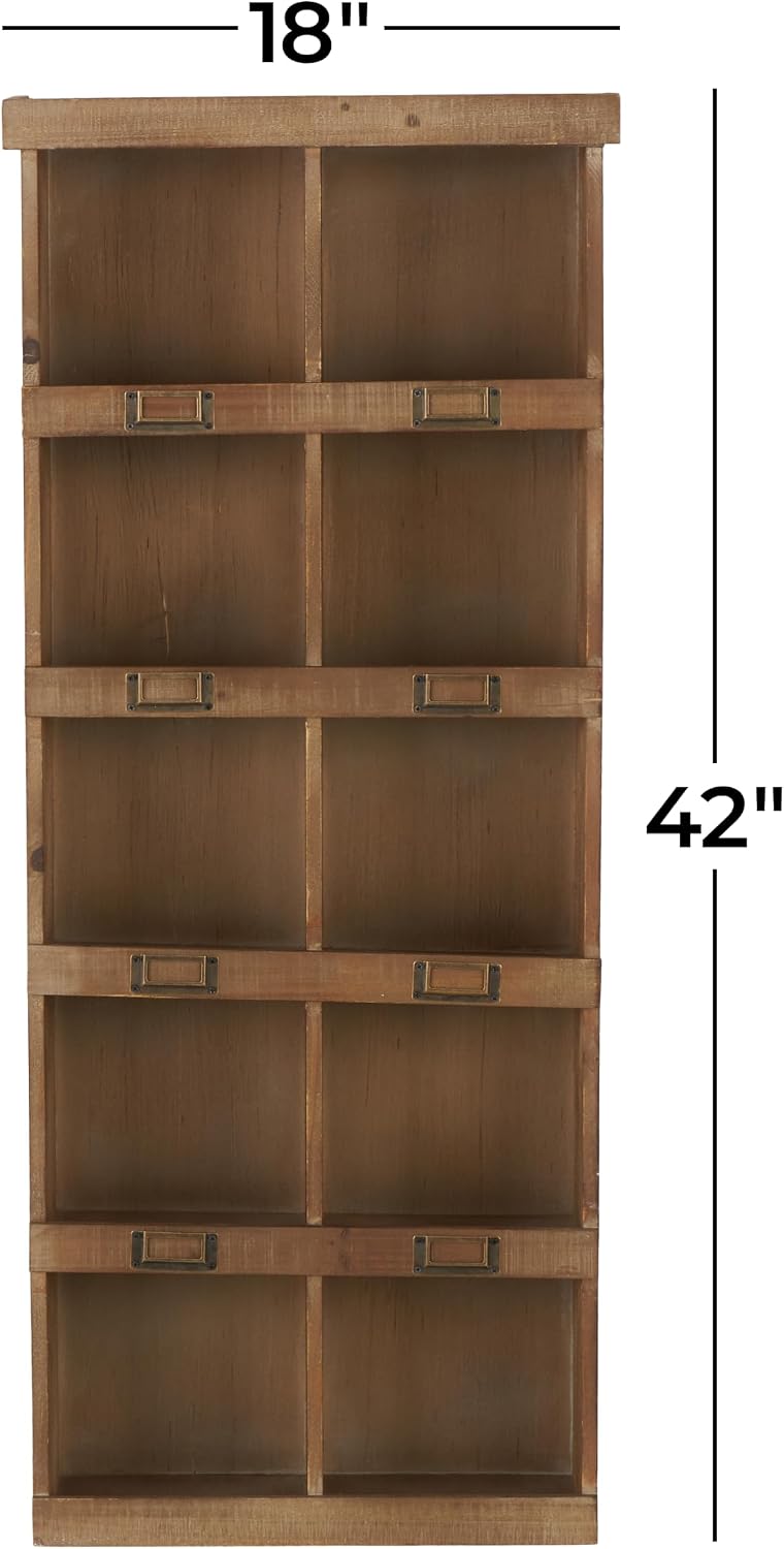 Deco 79 45887 Wall Shelf, Brown,18"L x 7"W x 42"H