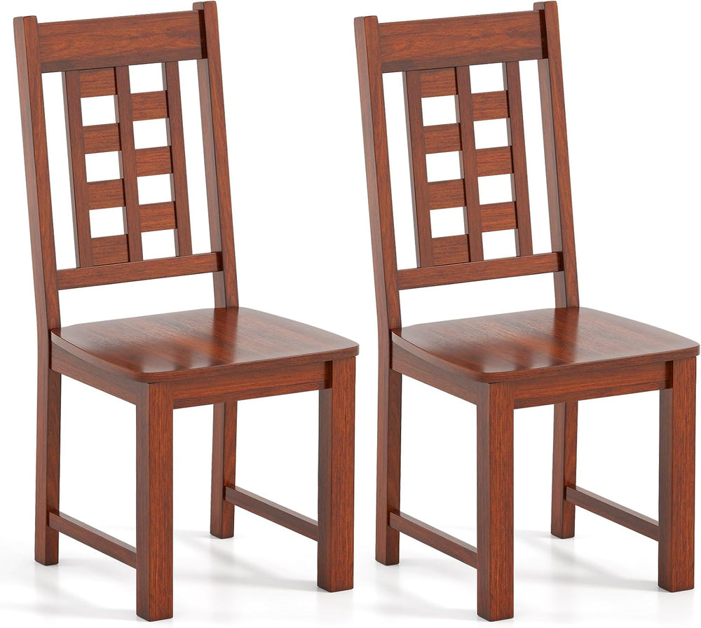 GIANTEX Wooden Dining Chairs Set of 2, Kitchen Chair w/Solid Rubber Wood Fram...