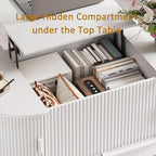 Fluted TV Stand and Coffee Table Set of 2, 86.6'' TV Console for 55-85 Inch, Modern Entertainment Center with Large Storage Cabinet, Lift Top Coffee Table for Living Room, Bedroom, White