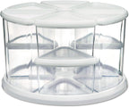 Deflecto Rotating Carousel Craft Organizer, 9-Canister, Includes 3" and 6" Canisters, Removable, Clear, Lids