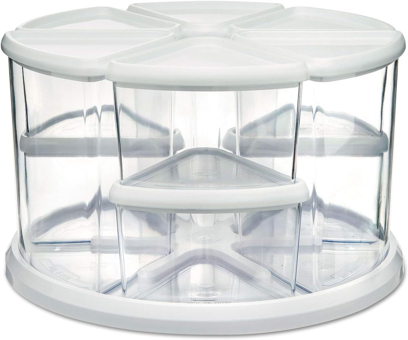 Deflecto Rotating Carousel Craft Organizer, 9-Canister, Includes 3" and 6" Canisters, Removable, Clear, Lids