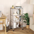 SINGAYE 4 Small Shelves Storage Shelf Wire Shelving Unit Metal Shelf Adjustable Organizers Storage Shelving with Wheels for Bathroom Laundry Room Kitchen Pantry