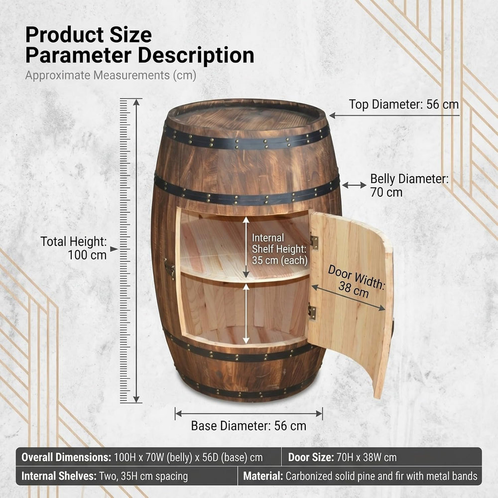 Wooden Whiskey Barrel Table Multi-Functional Wine Barrel Table For Living Roo...