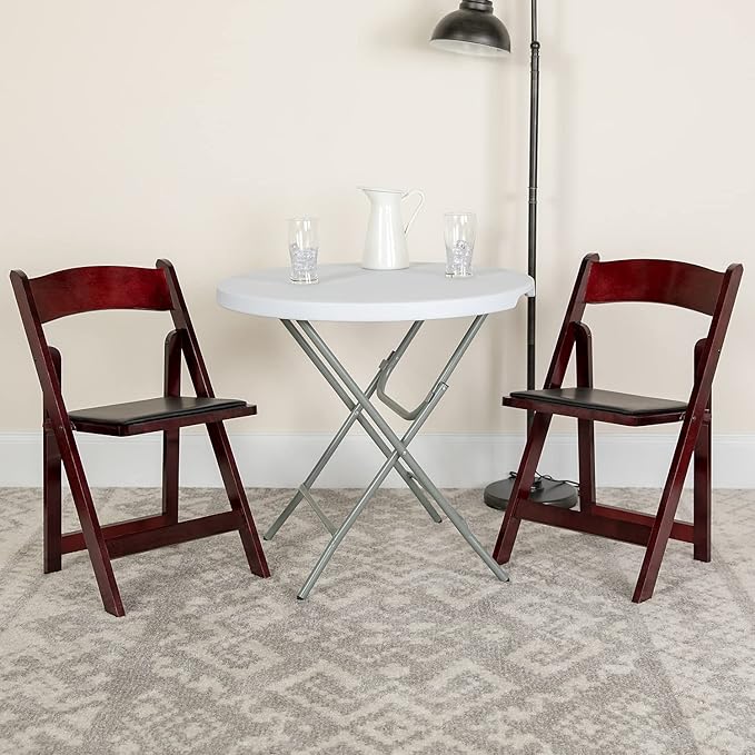 Flash Furniture 2 Pack HERCULES Series Mahogany Wood Folding Chair with Vinyl...