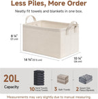 StorageWorks Storage Bins, Shelves Baskets for Organizing, Fabric Closet Organizers with Handles, Metal Frame, Beige（Cotton-linen）, 2-Pack
