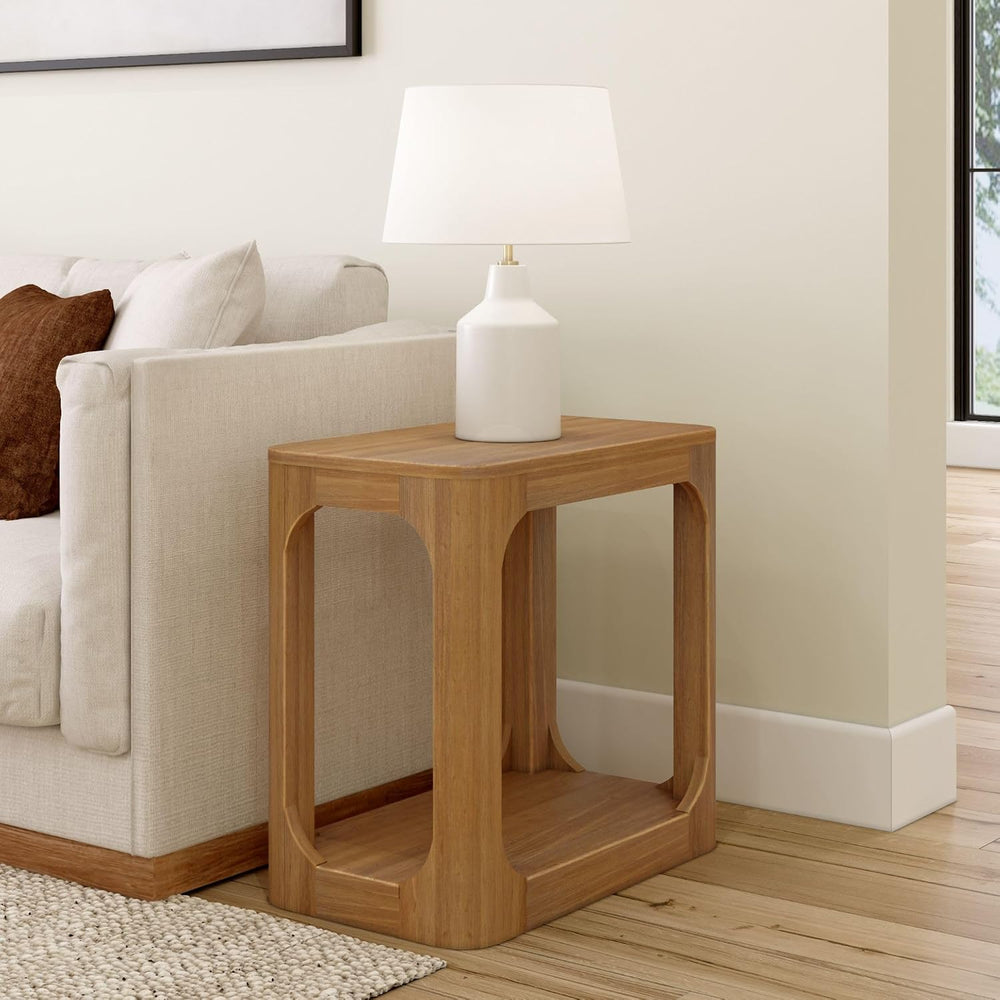 Plank+Beam Forma Rectangular Side Table, with Shelf, Pecan