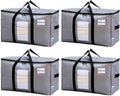 TAILI Extra Large Moving Bags, 4 Pack Silver Heavy Duty Totes for Storage with Visible Window, Wrap Around Handles, Space Saving Storage Bags for Moving Supplies, Alternative to Moving Boxes