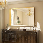 30 x 40 Inch Gold Bathroom Mirror for Wall,Aluminum Alloy Frame Rectangular Wall Mounted Mirror for Farmhouse Decor Horizontal or Vertical Ideal for Bedroom, Living Room