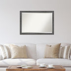 Amanti Art Grey Wall Mirror 27x39 Angled Metallic Rainbow Rectangle Bathroom Mirror for Wall Decor Living Room, Large Modern Contemporary Wood Frame, Hangs Horizonally and Vertically, Bathroom Decor