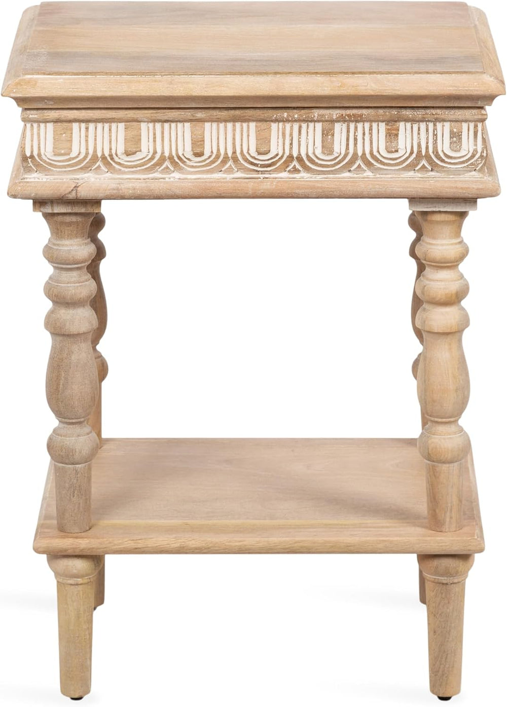 Kate and Laurel Patresa Traditional Carved Wood Side Table, 18 x 14 x 24, Lig...