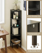Corner Shelf, 5 Tier Corner Bookshelf，Wall Corner Bookshelf for Small Space,Display Corner Shelf Stand with Storage Rack for Living Room,Bedroom,Office,Black