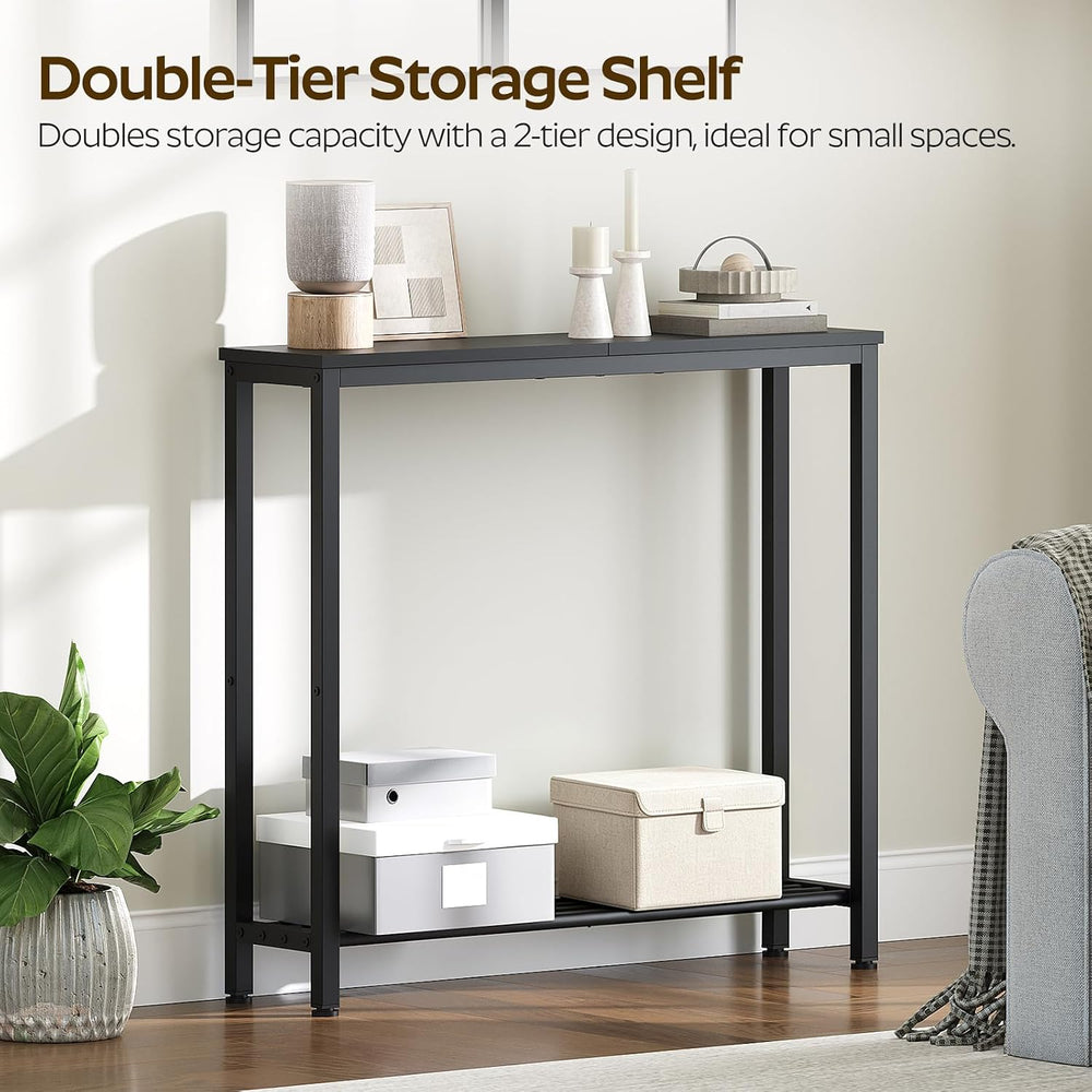 YATINEY Narrow Console Table, 2-Tier Small Sofa Table, 29.5" Thin Entryw...