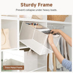 StorageWorks Storage Bins, Shelves Baskets for Organizing, 45L Extra Large Fabric Closet Organizers with Handles, Metal Frame, Beige（Cotton-linen）, 2-Pack