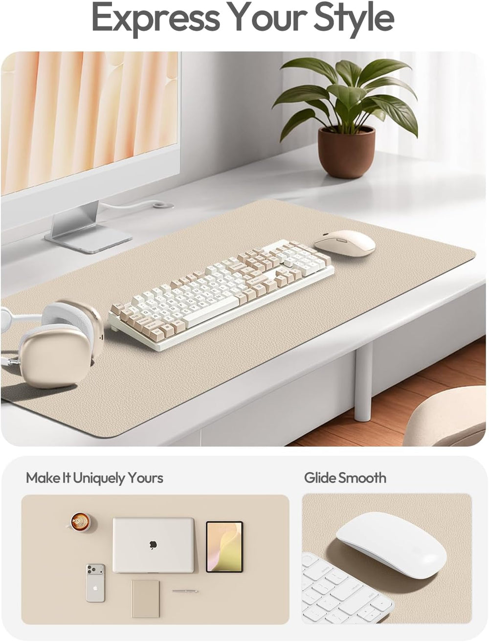 YSAGi Leather Desk Pad Protector, Office Desk Mat, Large Mouse Pad, Non-Slip ...