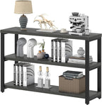 EXCEFUR Rustic Console Tables for Entryway, Sofa Table with 3 Tier Storage Shelves, Couch Table for Living Room Hallway, Industrial Grey