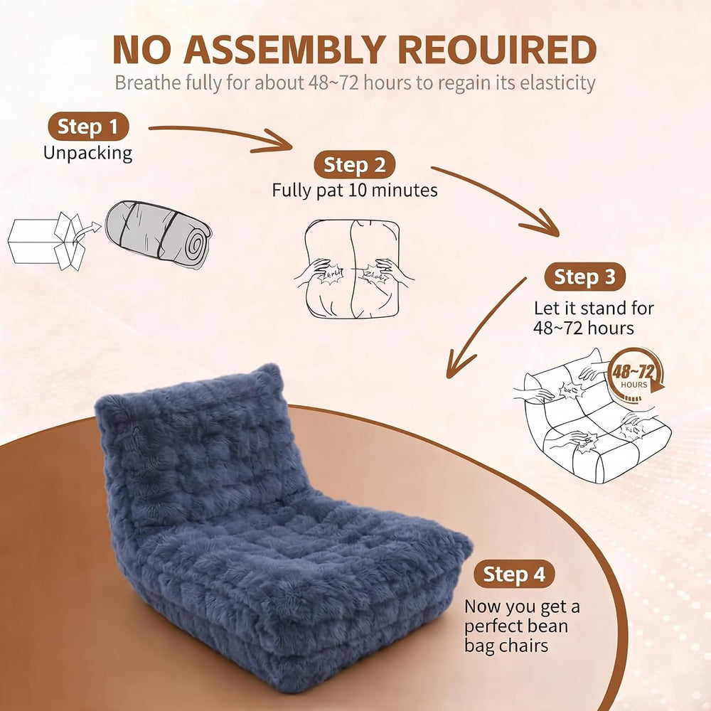 Memory Foam Bean Bag Chairs with Filler Faux (Dark Grey) | Beanbags Lazy Sofa...