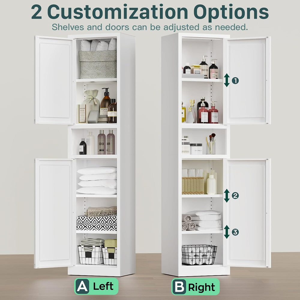 Eltean 67" H Narrow Pantry Cabinet,White,15.7" W | Metal Pantry Cab...