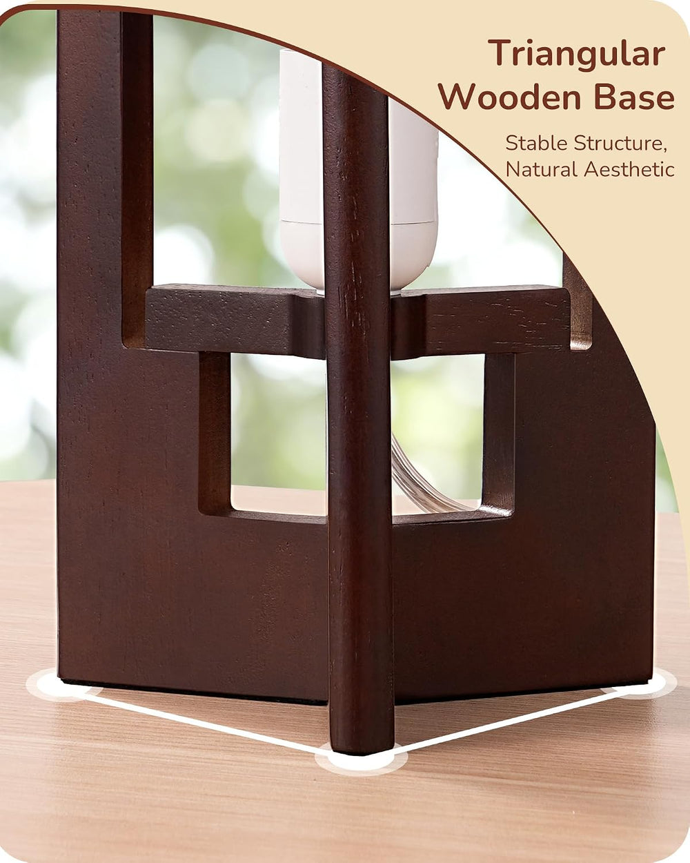 EDISHINE 13.5" Small Table Lamp, Walnut Wood Cylinder Lamp, E26 Base, 2Pack