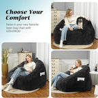 Giant Plush Bean Bag Chair for Adults with Armrests, BeanBag Couch Filler with Memory Foam, Faux Fur Comfy Bean Bag Chair, Anti-Slip Accent Chair Gaming and Reading, Black