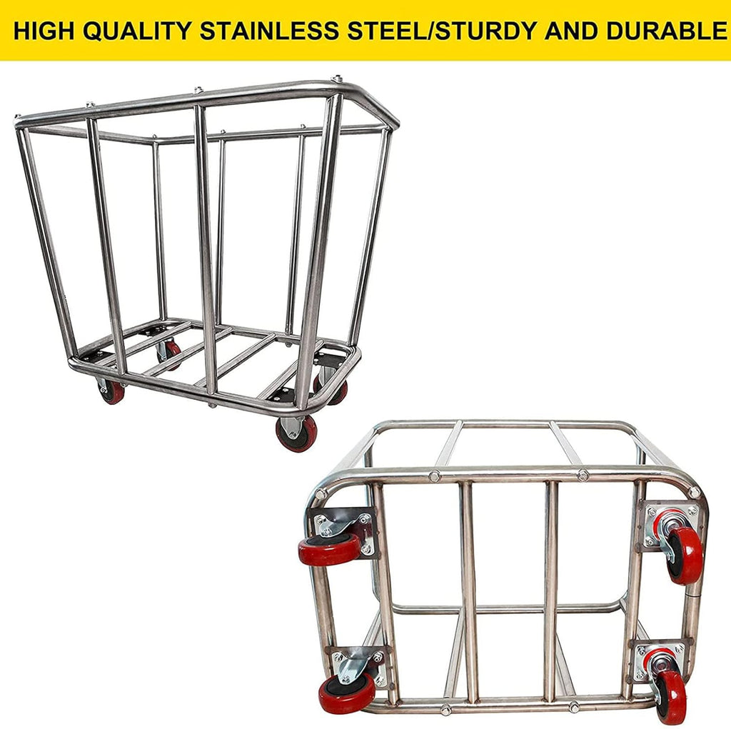 Laundry Cart Commercial,10 Bushel (350L) Large Industrial Rolling Laundry Hamper with 4 Inch Wheels,Home Heavy Duty Laundry Baskets with Stainless Steel Frame, 260 LBS Weight Capacity