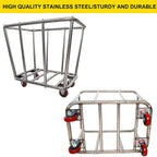 Laundry Cart Commercial,10 Bushel (350L) Large Industrial Rolling Laundry Hamper with 4 Inch Wheels,Home Heavy Duty Laundry Baskets with Stainless Steel Frame, 260 LBS Weight Capacity