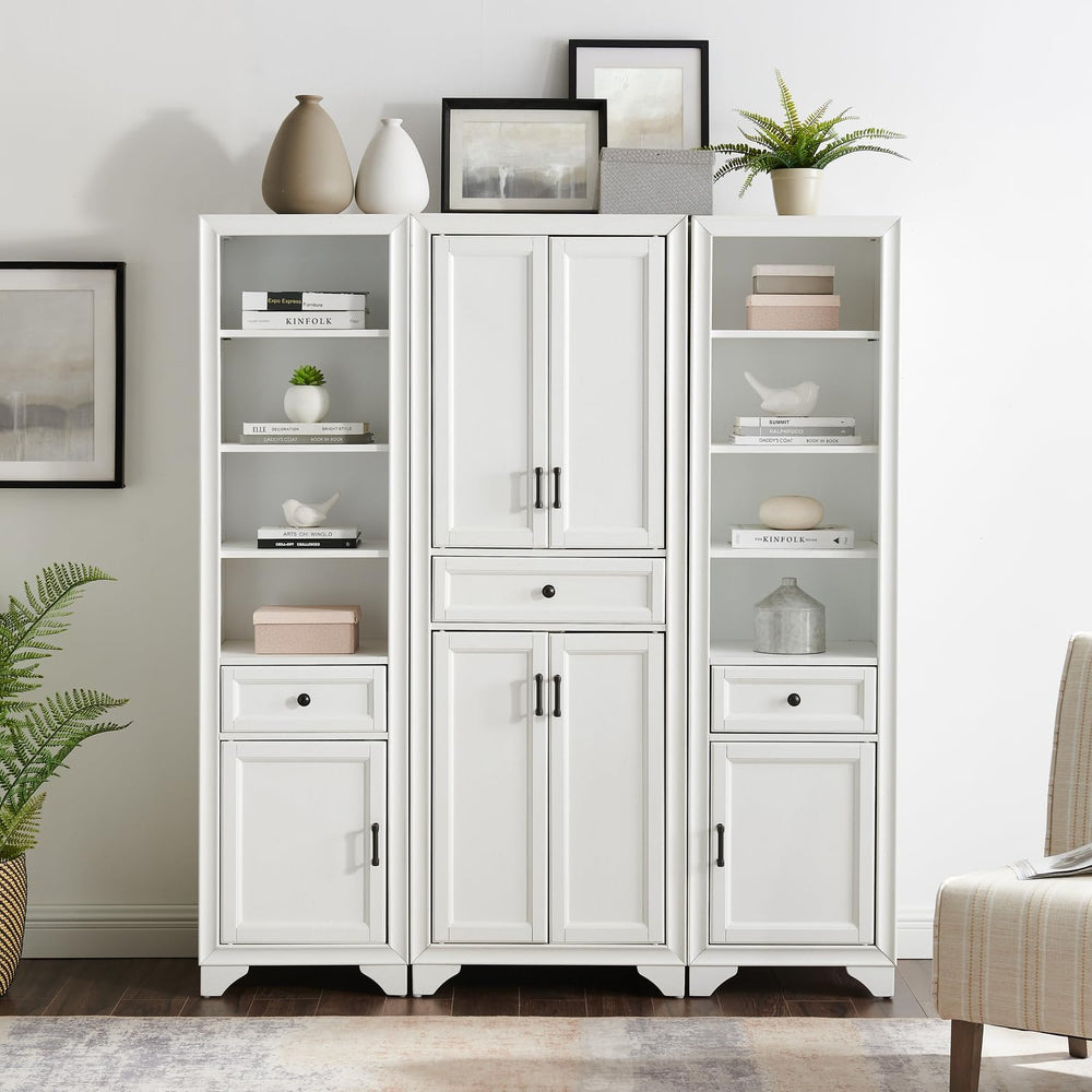 Maykoosh 3-Piece Pantry Set with Cabinets - Distressed White - Adjustable She...