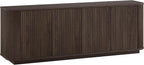 Henn&Hart Fluted TV Stand for TVs up to 75" with 2 Storage Cabinets with an Adjustable Shelf for Living Room, Family Room, or Office, Warm Brown