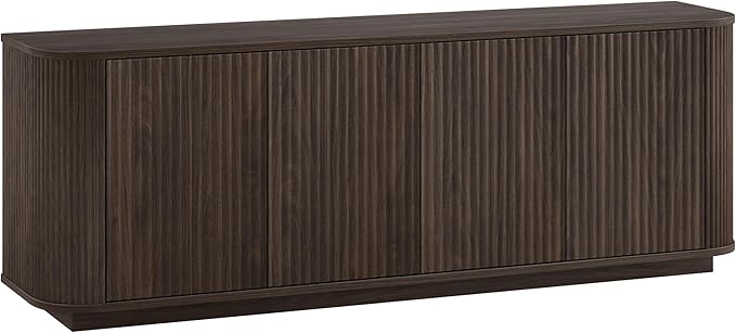 Henn&Hart Fluted TV Stand for TVs up to 75" with 2 Storage Cabinets with an Adjustable Shelf for Living Room, Family Room, or Office, Warm Brown
