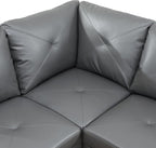 L Shaped Sectional Sofa with Ottoman, Leather Right Facing Modern Couches for Living Room, Bedroom, Office