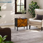 Bme Vivian Nightstand with 2 Drawers, Solid Acacia Wood Bedside Table, Rustic Golden Brown Mid Legacy Modern Night Stand with Storage for Bedroom, Solid Wood End Table with Metal Legs