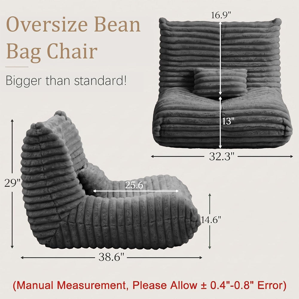 Bean Bag Chair for Adults, Giant Memory Foam Floor Sofa with Lumbar Pillow, O...