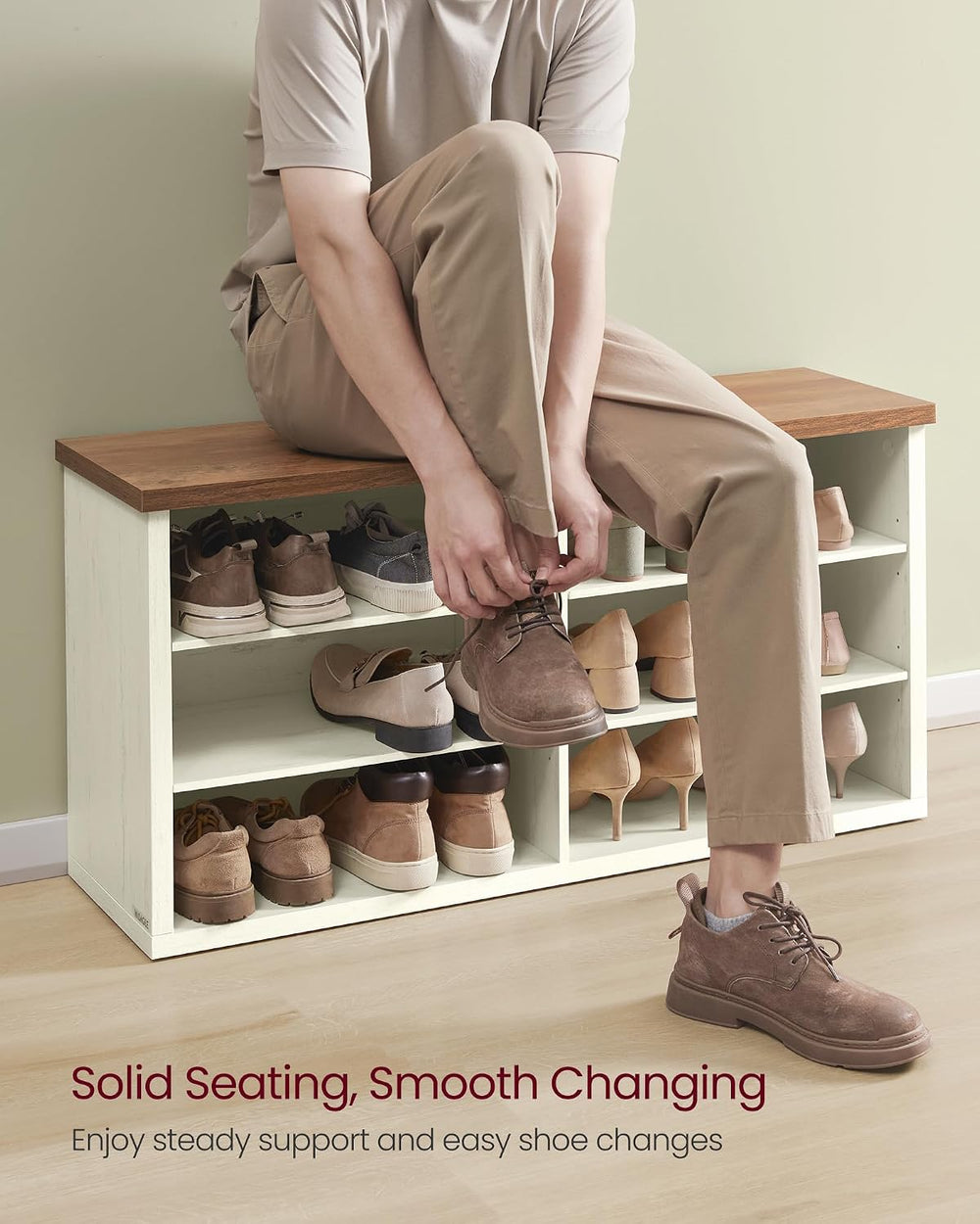 VASAGLE Shoe Bench, Storage Bench, 11.6 x 39.4 x 19.7 Inches | 6 Compartments...