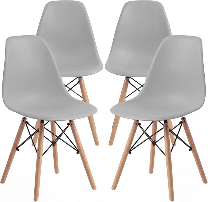 Furmax Modern Style Dining Chair Mid Century Modern DSW Chair, Shell Lounge Plastic Chair for Kitchen, Dining, Bedroom, Living Room Side Chairs Set of 4