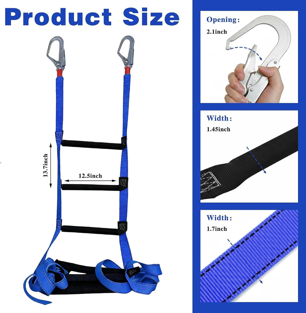 16 Feet Fire Escape Ladder Portable Household Ladder for 2-3 Story Homes Reus...