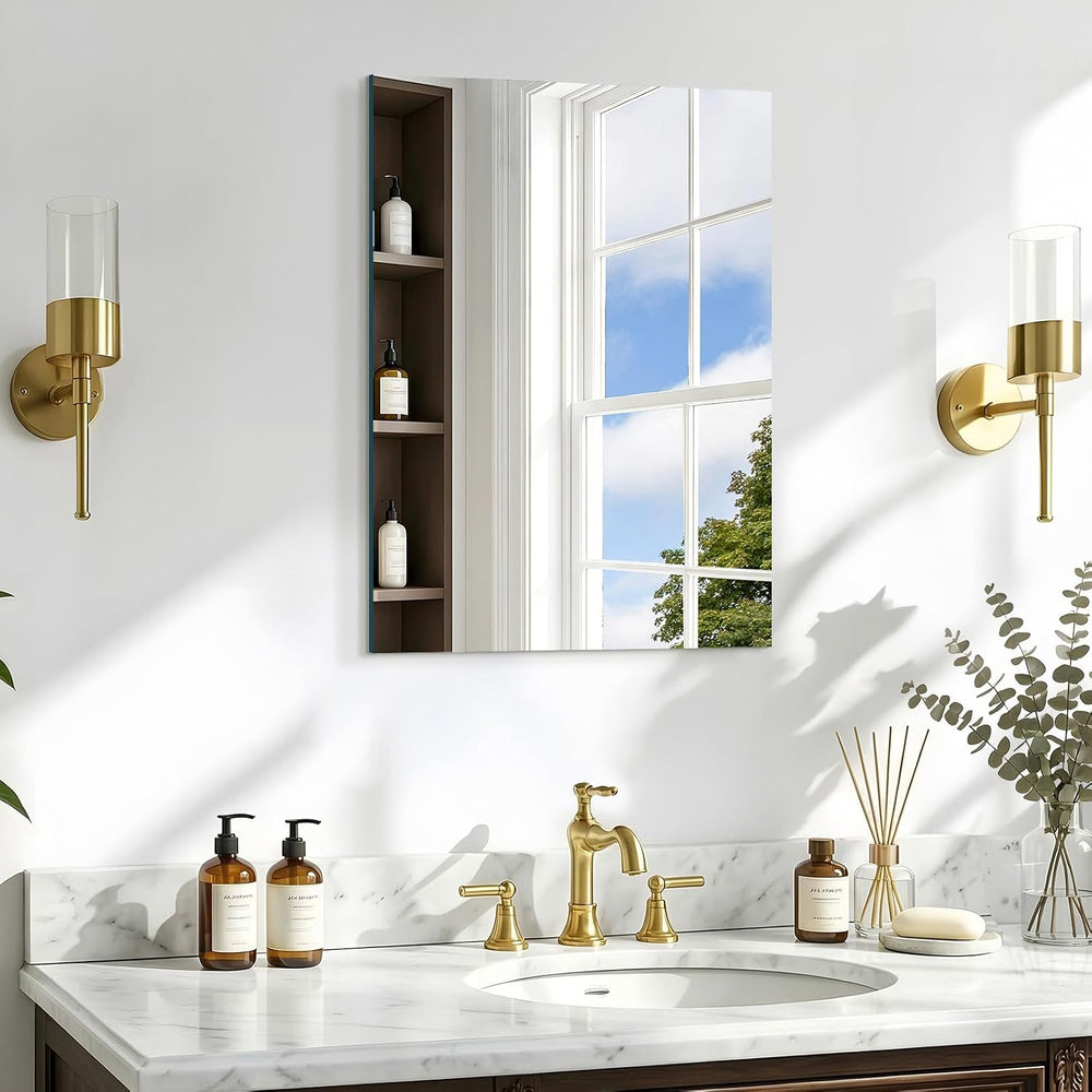 18x24 Inch Frameless Mirror, Frameless Bathroom Mirror for Over Sink