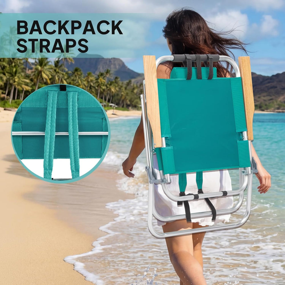 Bonnlo 17“ Lightweight High Backpack Beach Chair, 2 Pack Portable Tall Beach ...