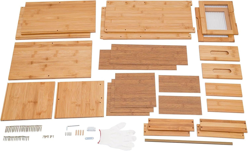 Countertop Bamboo Kitchen Pantry, 16.5*9*18.9in, Freestanding Sideboard with ...